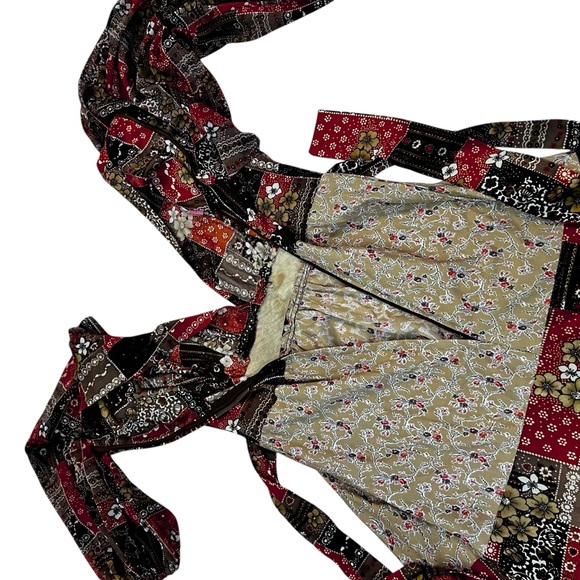 Vintage‎ 70s Patchwork Prairie Maxi Dress Balloon Sleeves XS Boho Hippie - Picture 11 of 12